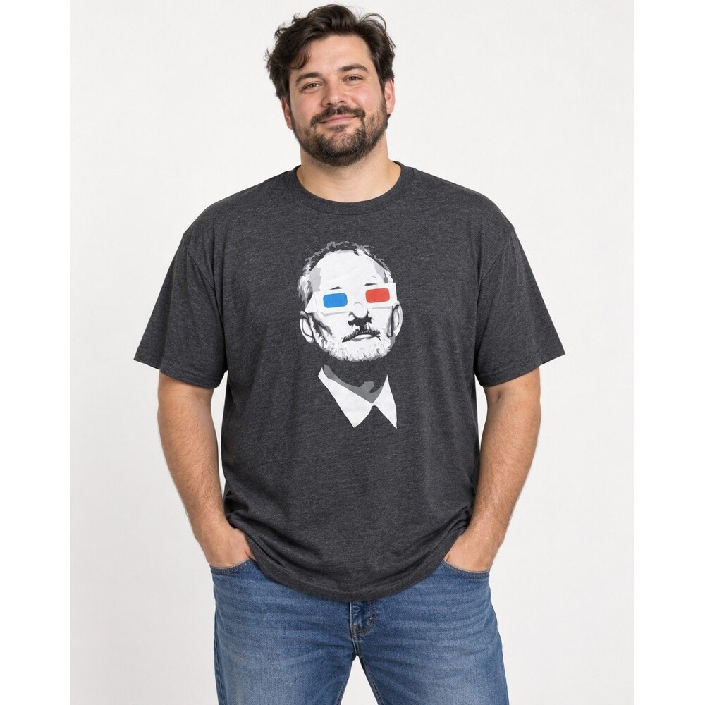 Bill Murray 3D Glasses Graphic T-Shirt Men’s XL Chive Tees Charcoal Black KCCO